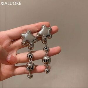 New Punk Metal Mosaic Crystal Long Pentagram  Earrings Geometric Earrings